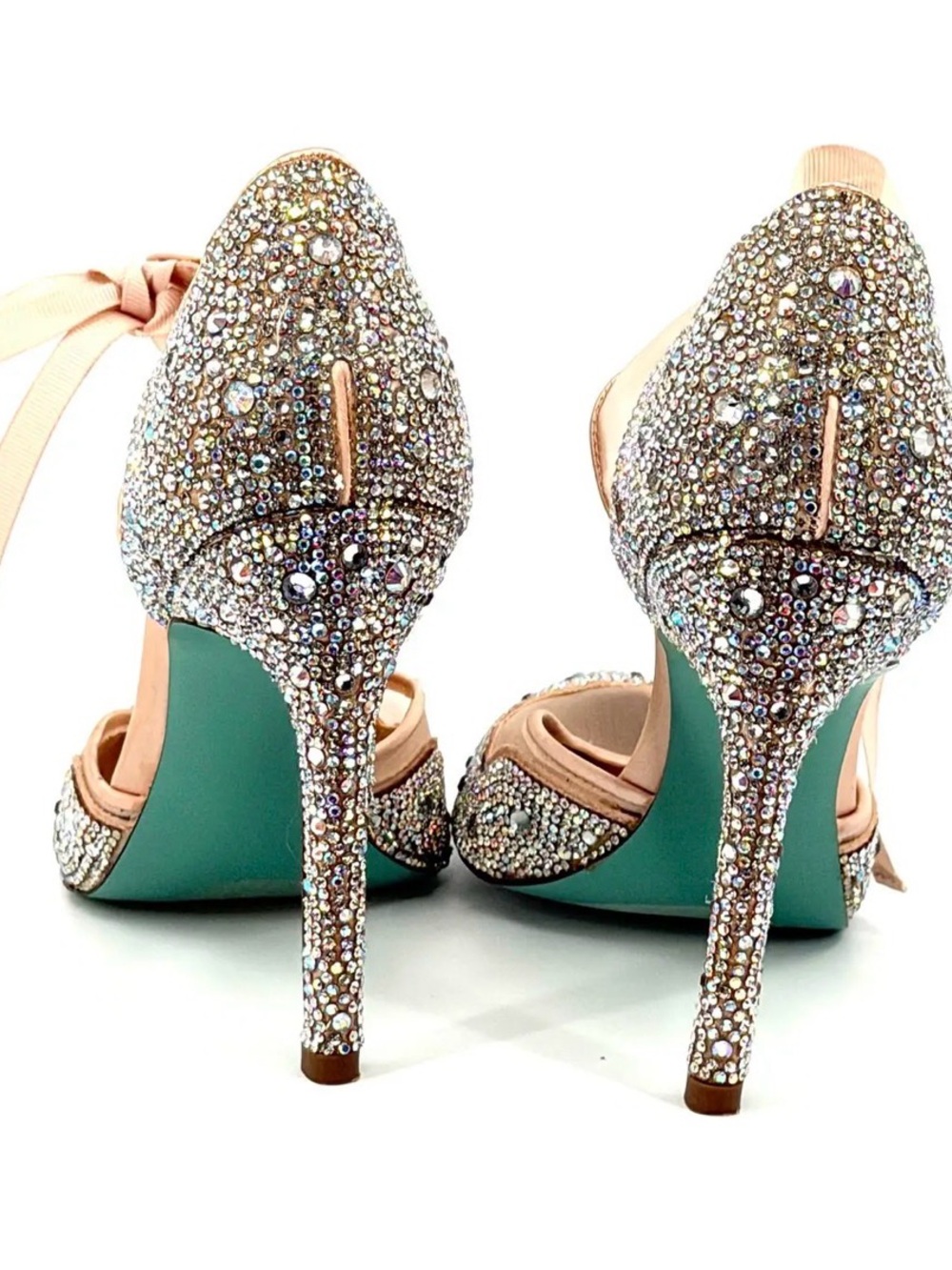 Betsey Johnson Blush Pink Crystal Pointed-Toe Stiletto Heels - Picture 3 of 5